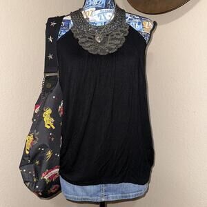 Y2K indie sleaze black halter style tank top